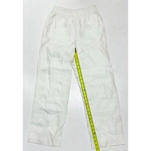 J.Crew Womens White Linen Viscose Elastic Waist Wide Leg‎ Pants Size 2